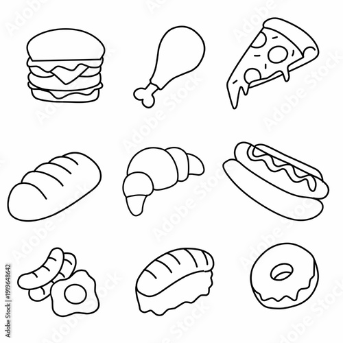 Set of different types of bread and bakery products