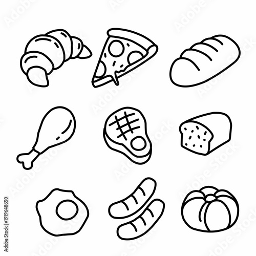 Set of different types of bread and bakery products