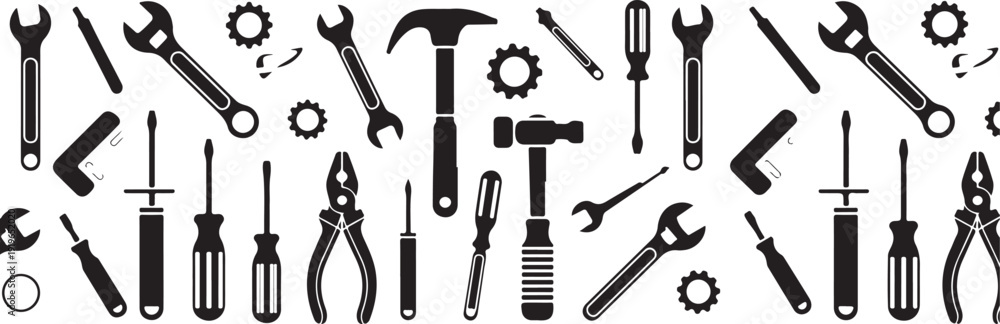 Fototapeta premium tools seamless pattern hand tools for construction and maintenance