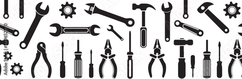 tools vector hand tool silhouettes set for repair and workshop