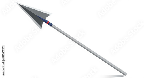 Sharp Metallic Spear Weapon Isolated on White Background