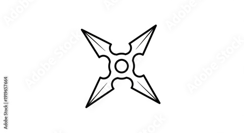 Shuriken Outline Drawing Isolated on White Background Vector