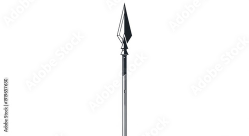 Sharp Metallic Spear Weapon Isolated on White Background