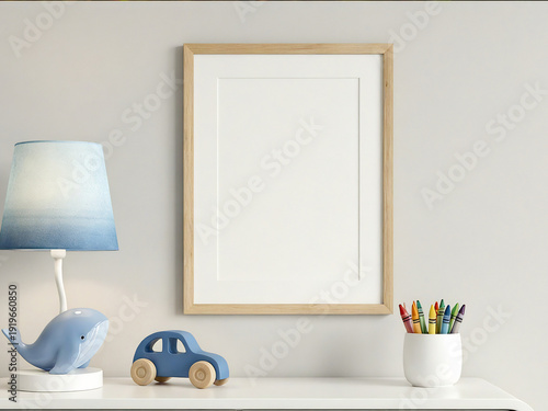 frame mockup kids in blue colors