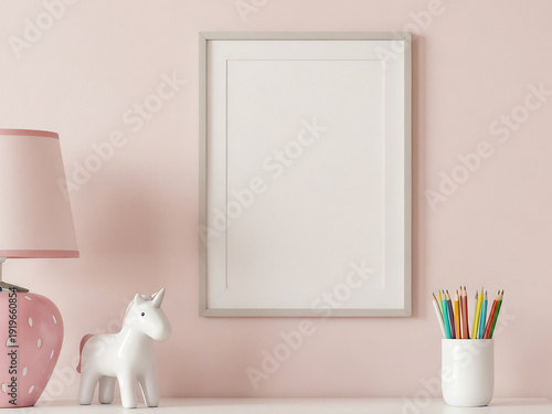 frame mockup kids in pink colors