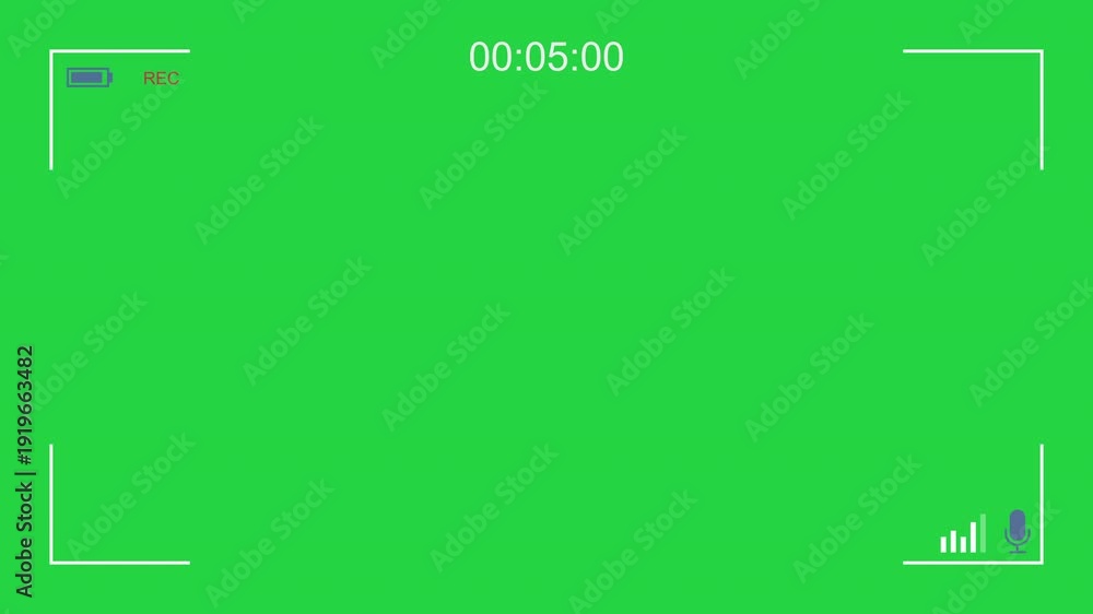 Camera recording interface overlay on green screen background with REC ...