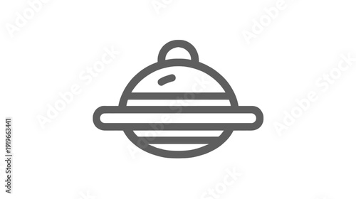 Food Cloche Icon. Simple Line Art Illustration of a Covered Serving Dish for Restaurant, Catering, or Dining Service Concept.