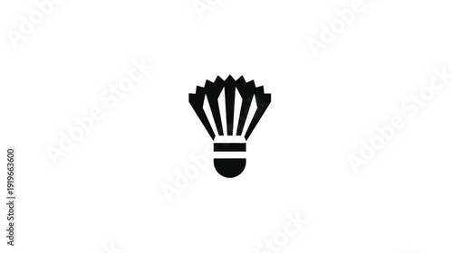 Black shuttlecock icon, vector graphic isolated on white. Essential equipment for badminton sports game, tournament, or leisure activity.
