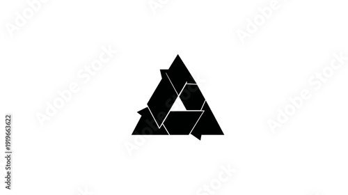Abstract black geometric triangle symbol, modern minimalist design concept, creative shape, aperture icon, letter A typography