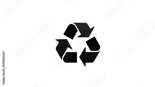 Black recycling symbol icon on white background representing eco-friendly waste management and environmental sustainability