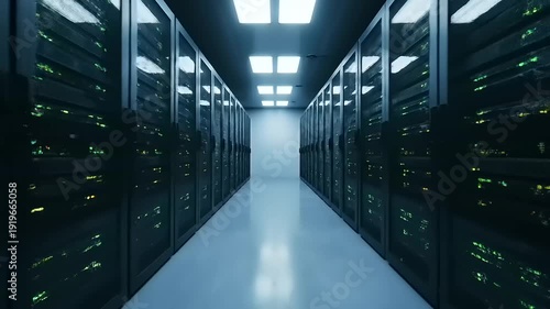 Server Room Corridor with Data Storage.