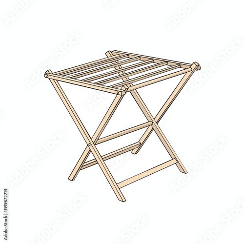 Collapsible Wooden Drying Rack Illustration