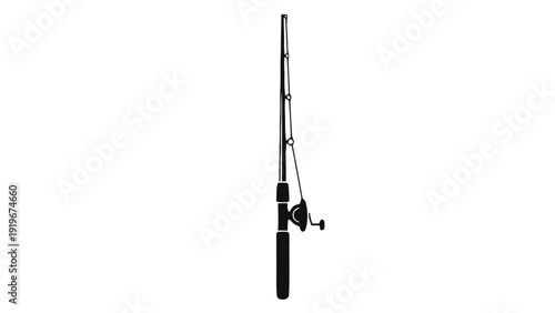 Vector illustration of fishing rod with reel on a for outdoor activities on a transparent background