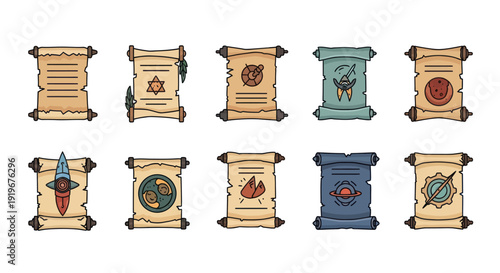 Scrolls illustration on white background