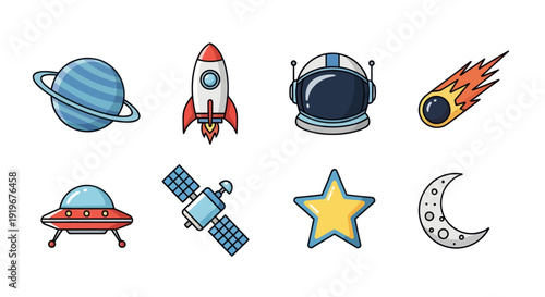 Space elements illustration on white