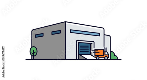 Industrial Building with Truck.