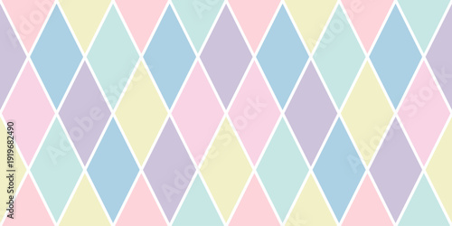 Soft pastel diamond grid seamless tile. Seamless geometric pattern with rhombus. Fabric print.