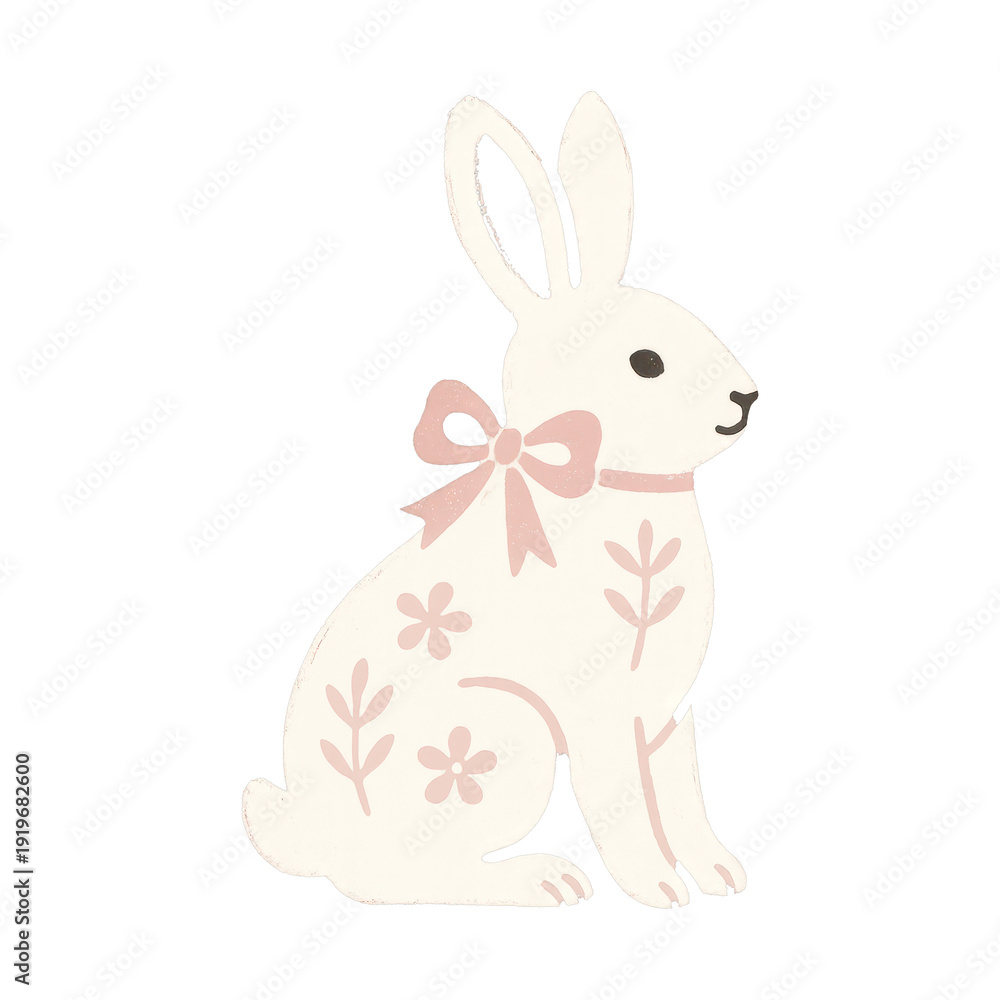 Obraz premium PNG Charming floral bunny illustration
