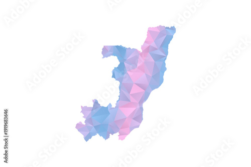 Congo Map - Polygon Style Vector Illustration in Pastel Blue and Pink Gradient, Low Poly Geometric Design, Isolated on White Background for Infographics and Education.