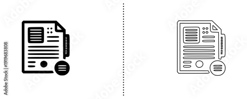 Signed Document with Pen Icon Vector Set, Contract Agreement Paper and Approval Stamp Symbol for Business, Legal and Office Management Design, Modern Flat Silhouette Isolated on White Background