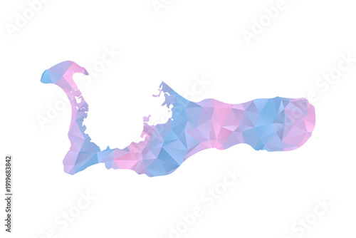 Cayman Islands Map - Polygon Style Vector Illustration in Pastel Blue and Pink Gradient, Low Poly Geometric Design, Isolated on White Background for Infographics and Education.