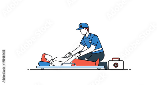 Paramedic treating a patient.