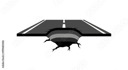 Road Sinkhole Asphalt Damage.