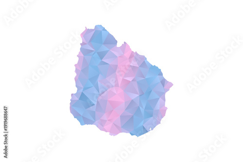 Uruguay Map - Polygon Style Vector Illustration in Pastel Blue and Pink Gradient, Low Poly Geometric Design, Isolated on White Background for Infographics and Education.