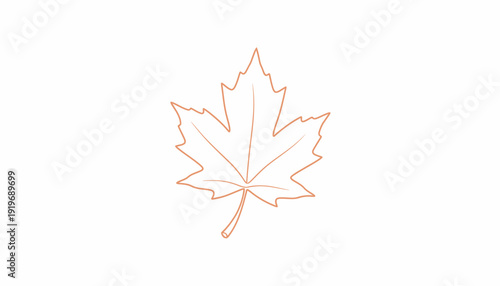 Minimalist Maple Leaf Outline Drawing, Autumn Symbol, Simple Nature Icon