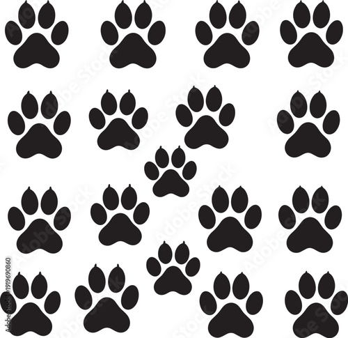 Dog paws prints silhouettes black vector