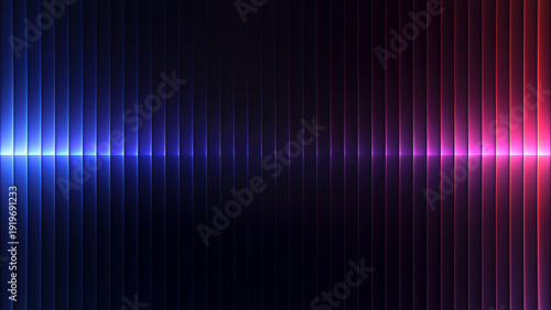 Cuadro en lienzo Ribbed glass background with refracted neon light and smooth horizontal glow