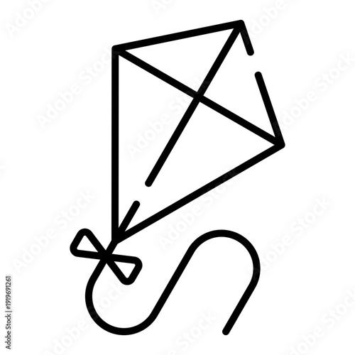 Kite toy black line icon