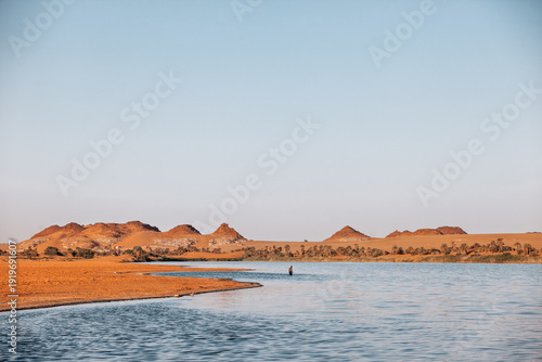 Obraz na płótnie Sacred Waters of the Sahara — Bathing at Lake Yoa