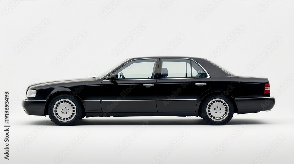 Fototapeta premium old black luxury car on white background