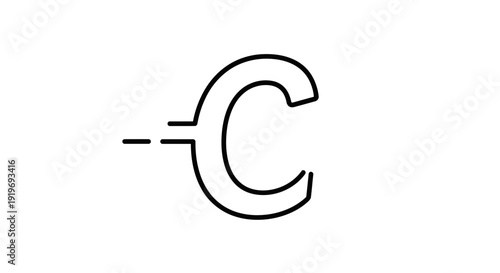 Abstract Symbol C with Dashed Line Connection