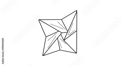 Geometric Origami Star Pinwheel Abstract Shape Vector Illustration