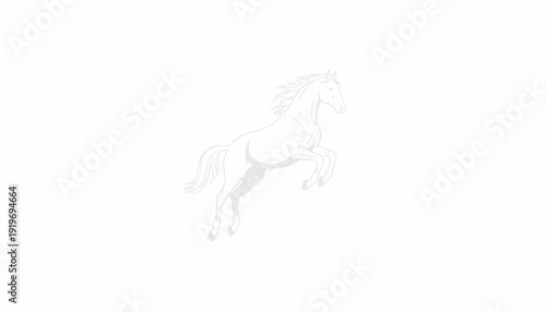 Elegant White Horse Rearing Up Gracefully Against a Clean White Background