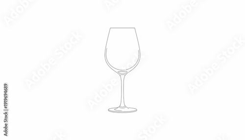 Elegant Wine Glass Outline Icon, Minimalist Design, Isolated on White Background