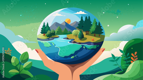 A vibrant depiction of global unity and environmental harmony through interconnected hands.