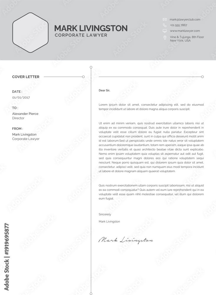 Obraz premium Minimalist Professional Cover Letter Template