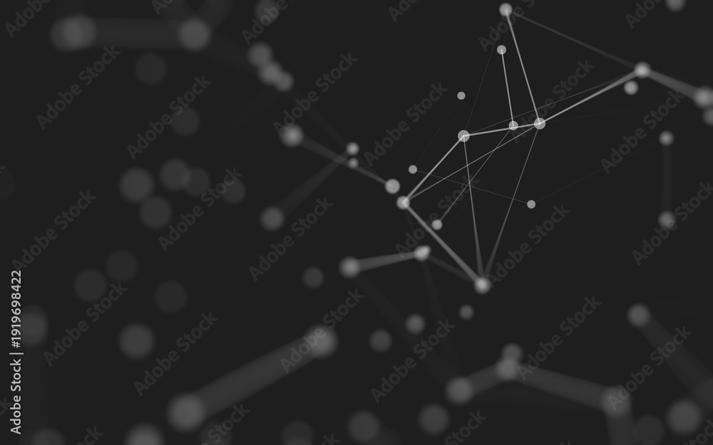 Obraz premium Abstract background. Molecules technology with polygonal shapes, connecting dots and lines. Connection structure. Big data visualization.