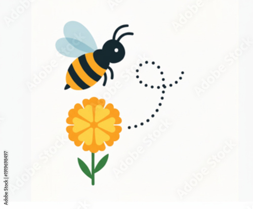 Springtime nature background with bee and floral elements vector