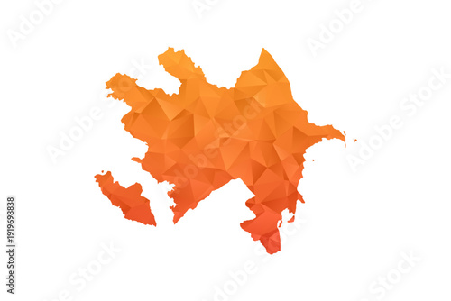 Azerbaijan Map - Polygon Style Vector Illustration in Orange Gradient, Low Poly Geometric Design, Isolated on White Background for Infographics and Education.