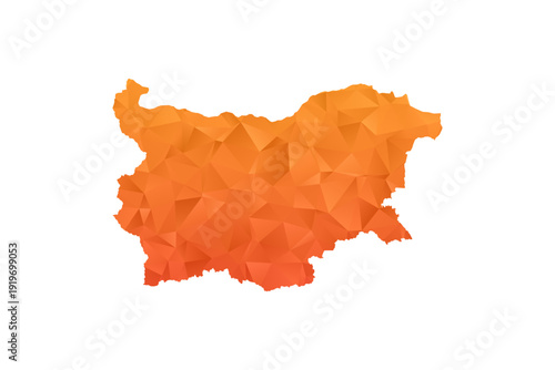 Bulgaria Map - Polygon Style Vector Illustration in Orange Gradient, Low Poly Geometric Design, Isolated on White Background for Infographics and Education.