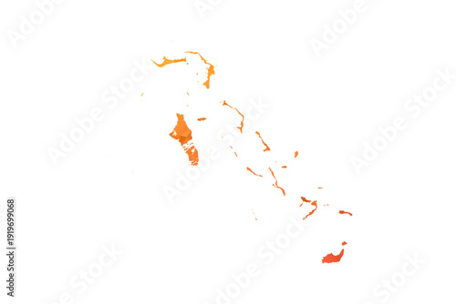 Bahamas Map - Polygon Style Vector Illustration in Orange Gradient, Low Poly Geometric Design, Isolated on White Background for Infographics and Education.