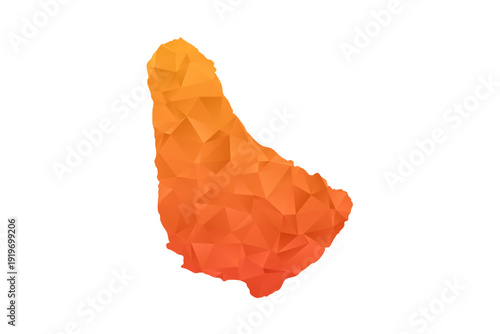 Barbados Map - Polygon Style Vector Illustration in Orange Gradient, Low Poly Geometric Design, Isolated on White Background for Infographics and Education.