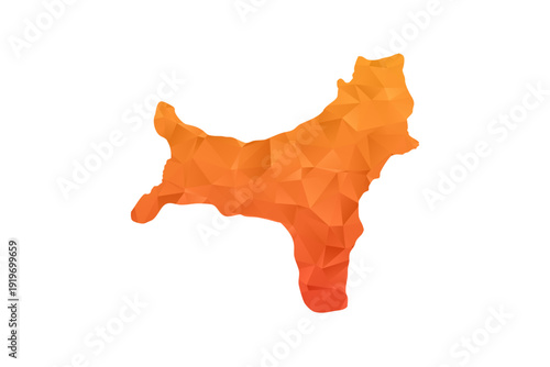 Christmas Island Map - Polygon Style Vector Illustration in Orange Gradient, Low Poly Geometric Design, Isolated on White Background for Infographics and Education.