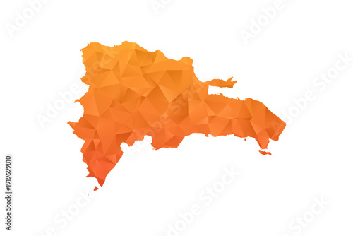 Dominican Republic Map - Polygon Style Vector Illustration in Orange Gradient, Low Poly Geometric Design, Isolated on White Background for Infographics and Education.