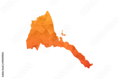 Eritrea Map - Polygon Style Vector Illustration in Orange Gradient, Low Poly Geometric Design, Isolated on White Background for Infographics and Education.