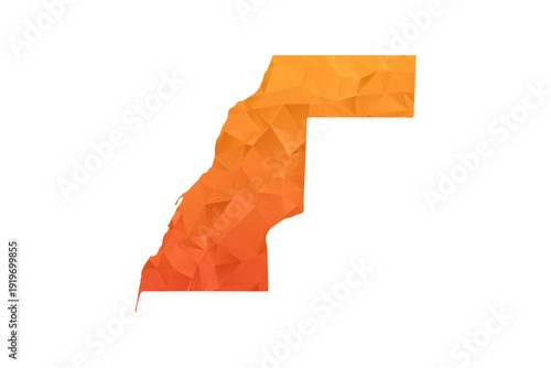 Western Sahara Map - Polygon Style Vector Illustration in Orange Gradient, Low Poly Geometric Design, Isolated on White Background for Infographics and Education.